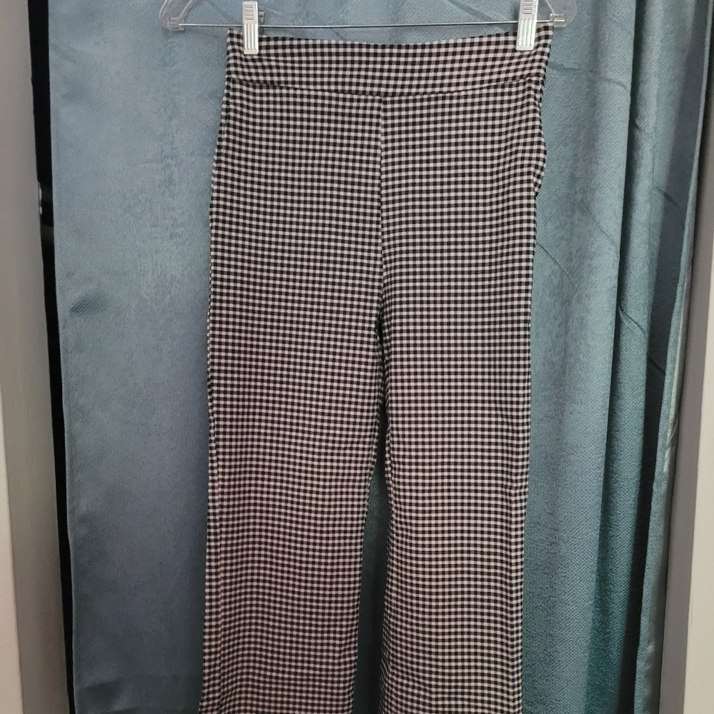 Black and white flared dress pants